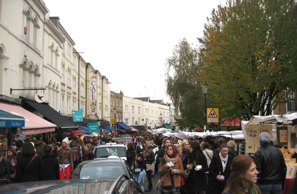 Sunday afternoon on Portobello Road at the market. Photo by me.