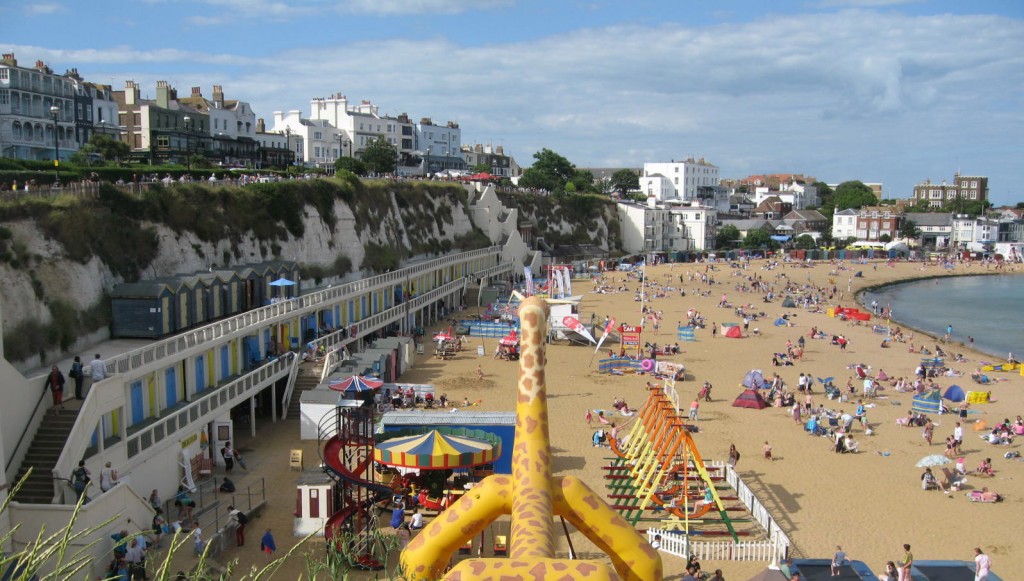 The town of Broadstairs overlooking the sea. Photo by me.