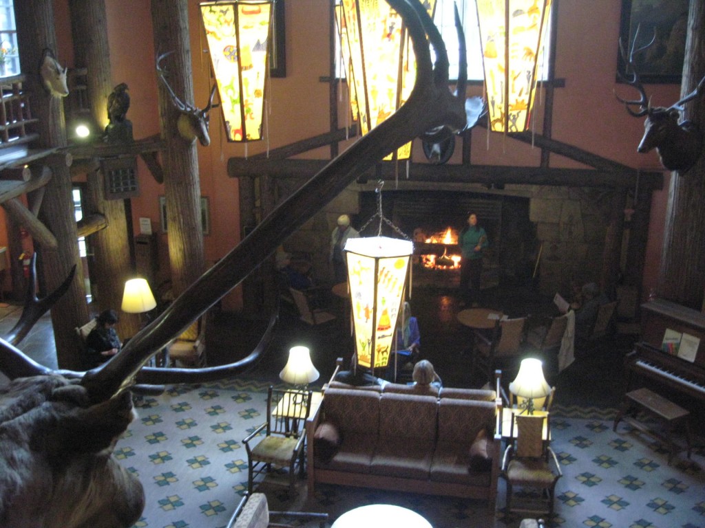 The lobby of the Lake McDonald Lodge at Glacier National Park.